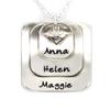 Square Lucky Three Sterling Silver Personalized Necklace Comes with 3 Customizable Charms and a Sterling Silver Heart Charm. Your Choice Of 925 Chain. Gifts for Her, Mother, Grandmother, Wife view 1