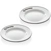 Petromax Enamelware Dinnerware Plates, Traditional Lightweight Enameled Steel Tableware for Kitchen and Camping, 2 Pack for Hot or Cold Food, 8.6 inch, White view 1