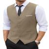 COOFANDY Men's V-Neck Suit Vests Formal Dress Waistcoat Casual Vest for Jacket or Dress,Camel,Large view 1