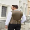 COOFANDY Men's V-Neck Suit Vests Formal Dress Waistcoat Casual Vest for Jacket or Dress,Camel,Large view 3