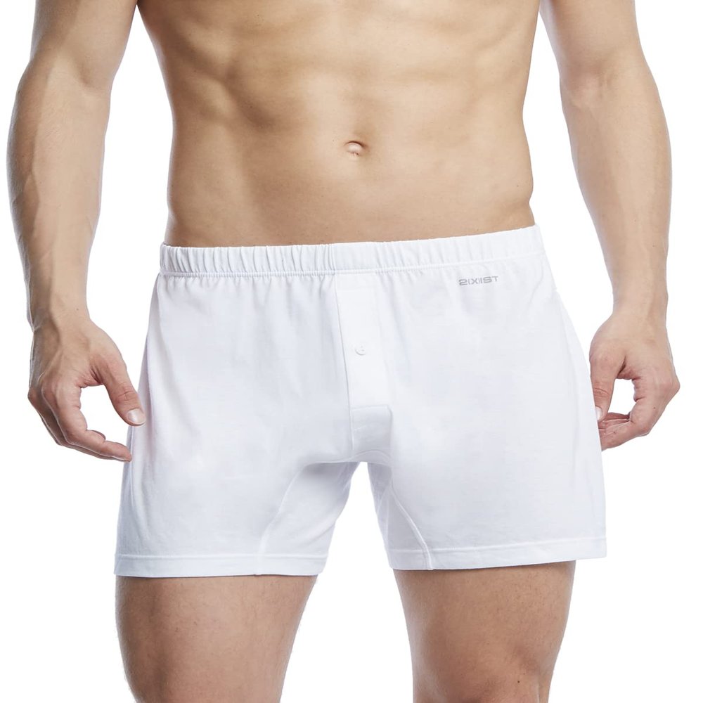 2(X)IST Men's Pima Cotton Knit Boxer Shorts White