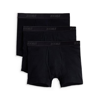 2(X)IST Men's Essential Cotton Boxer Brief 3-Pack Solid Black