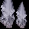 1 Tier Wedding Bridal Lace Veil Length 1.5 Meters 2Meters 3 Meters Ivory White Color view 3