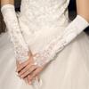 Charming Long Fingerless Lace Satin Bridal Gloves view 2
