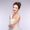 Charming Long Fingerless Lace Satin Bridal Gloves view 3