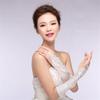 Charming Long Fingerless Lace Satin Bridal Gloves view 4