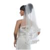 2 Tiers Elegant Wedding Bridal Lace Veil with Simple Design 150CM Ivory White Color view 1