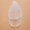 2 Tiers Elegant Wedding Bridal Lace Veil with Simple Design 150CM Ivory White Color view 2