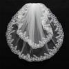 2 Tiers Elegant Wedding Bridal Lace Veil with Simple Design 150CM Ivory White Color view 4