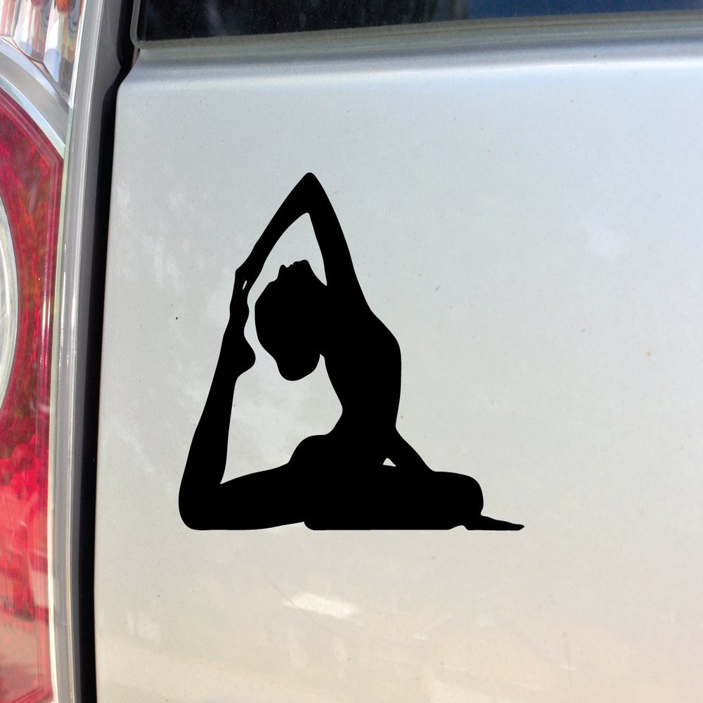 Nashville Decals Yoga Pigeon Pose Vinyl Decal Laptop Car Truck Bumper Window Sticker, 5.5" x 4.5", Black