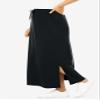 Woman Within Plus Size Petite Sport Knit Side-Slit Skirt - 38/40, Black view 3