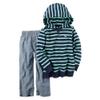 Carter's Baby Boys' 2-Piece Hoodie and Pant Set Navy Mint Stripe New Born view 1