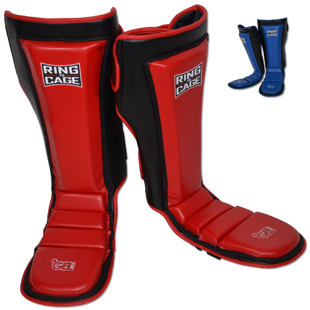 Ultima GelTech MMA Muay Thai Grappling Shin Instep Shin Guards (Red, X-Large)