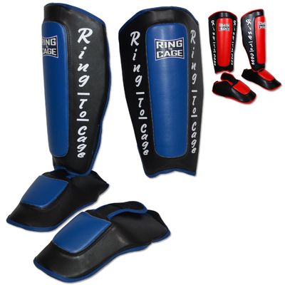 Deluxe Muay Thai Pro-Style Shin Instep for Muay Thai, MMA, Kickboxing, Stand up (Blue, Medium)