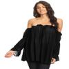 Anna-Kaci Womens Semi Sheer Boho Peasant Long Sleeve Off The Shoulder Top, Black, X-Large view 1