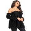 Anna-Kaci Womens Semi Sheer Boho Peasant Long Sleeve Off The Shoulder Top, Black, X-Large view 4