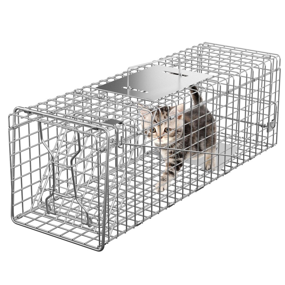 Smartxchoices 24" x 7.5" x 8" Small Live Animal Trap Steel Cage Catch and Release One Door Humane Rodent Cage Trap for Little Rabbits/Stray Cats/Squirrel/Skunk/Mink/Opossum Outdoor Animals