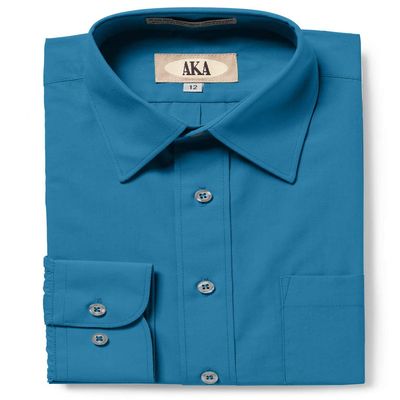 AKA Boys Solid Long Sleeve Dress Shirt - Aqua 12