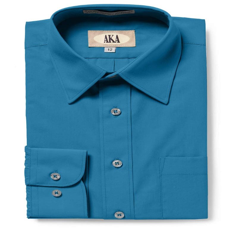 AKA Boys Solid Long Sleeve Dress Shirt - Aqua 12
