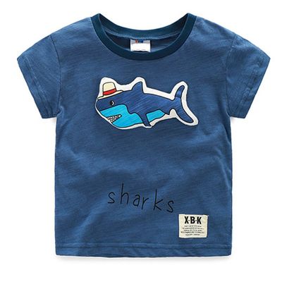 Motecity Fashion Little Boys' Sharks Printed T-Shirt Blue 5T