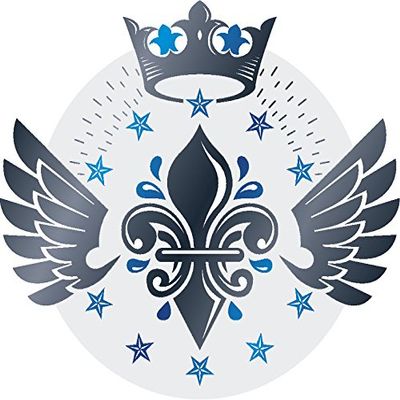 Cool Royal Blue Ombre Wing Crown Icon Vinyl Decal Sticker (12" Wide, #6)