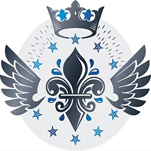 Cool Royal Blue Ombre Wing Crown Icon Vinyl Decal Sticker (12" Wide, #6)