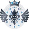 Cool Royal Blue Ombre Wing Crown Icon Vinyl Decal Sticker (12" Wide, #6) view 1