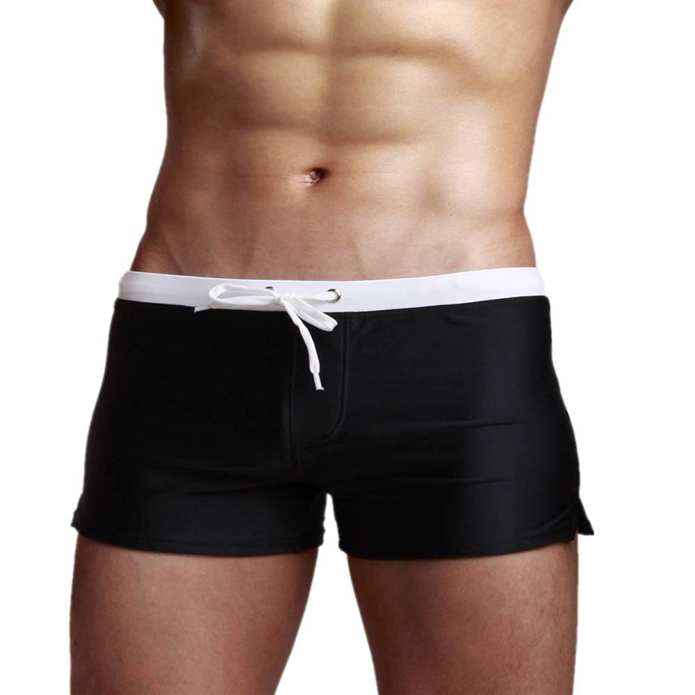 TONLEN Mens Swimwear Short Swim Trunks with Zipper Pockets Black 2 S
