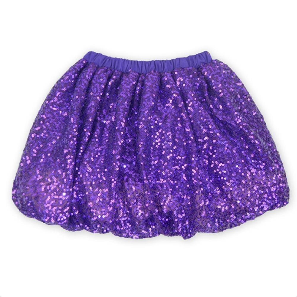 Coralup Little Girls Sparkle Sequin Party Skirt Dance Glitter Tutu Skirts(Purple,7-8Y)