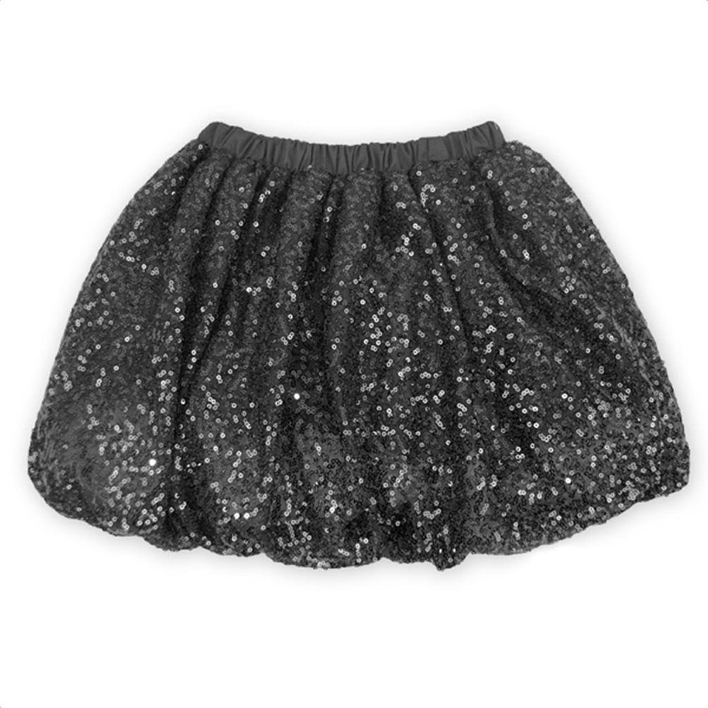Coralup Little Girls Sparkle Sequin Party Skirt Dance Glitter Tutu Skirts(Black,7-8Y)