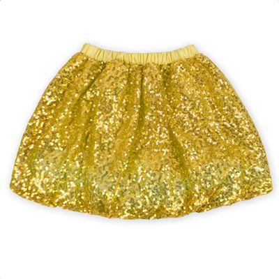 Coralup Little Girls Sparkle Sequin Party Skirt Dance Glitter Tutu Skirts(Gold,7-8Y)