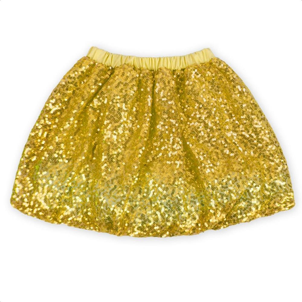 Coralup Little Girls Sparkle Sequin Party Skirt Dance Glitter Tutu Skirts(Gold,7-8Y)