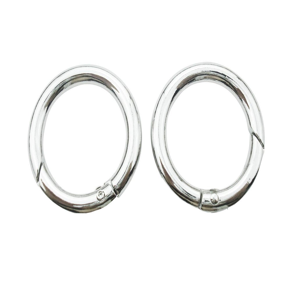 SICODA 4pcs- 1" 25mm Gate Spring O Ring Round Carabiner Snap Clip Trigger Spring Keyring Buckle (Silver)