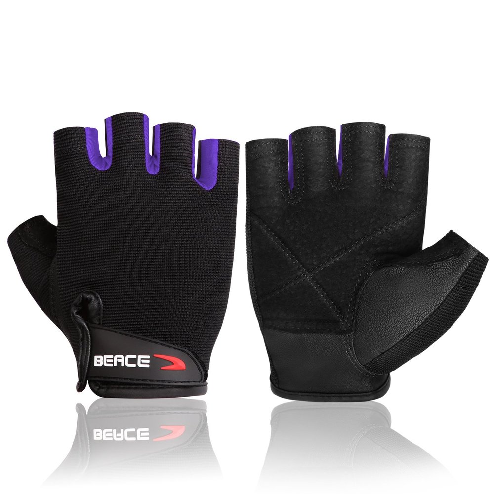 BEACE Weight Lifting Gym Gloves with Anti-Slip Leather Palm for Workout Exercise Training Fitness and Bodybuilding for Men & Women
