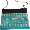 Full Funk Mid Size Thai Silk Shoulder Pouch Bag, 4x5.5inch, Pine Green view 2