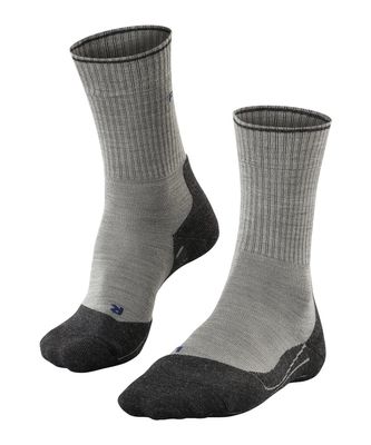 FALKE Women's TK2 Explore Wool Silk Hiking Socks, Merino Wool Silk, Breathable Quick Dry, Mid Calf, Medium Padding, Grey (Light Grey 3400), 8-9, 1 Pair