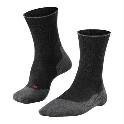 FALKE, Mens, TK2 Explore Wool Silk Crew Cut, Anthracite Melange, 12.5-13.5