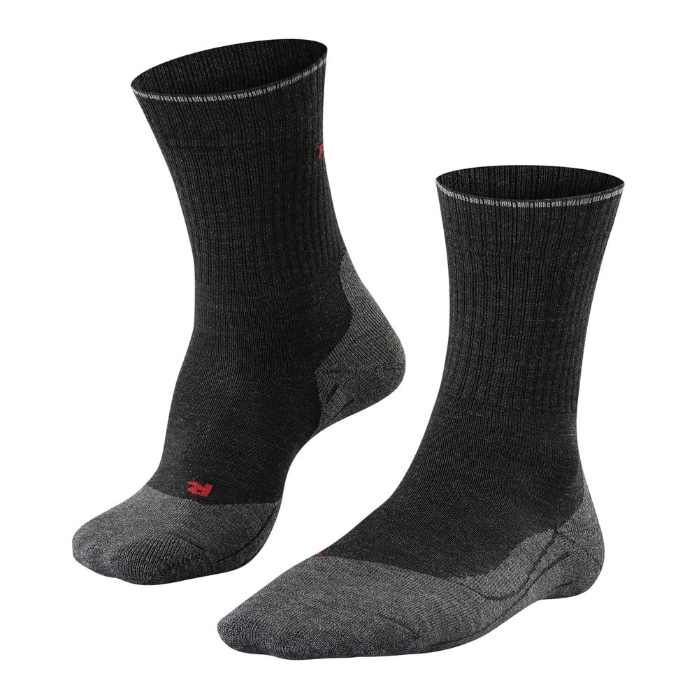 FALKE, Mens, TK2 Explore Wool Silk Crew Cut, Anthracite Melange, 12.5-13.5