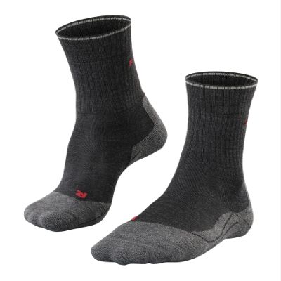 FALKE Women's TK2 Explore Wool Silk Hiking Socks, Mid Calf, Medium Padding, Breathable Quick Dry, Wool Silk, Grey (Anthracite Melange 3080), 8-9, 1 Pair
