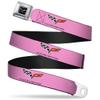 Belt Seatbelt Buckle C6 Logo Repeat Pink Black 32 to 52 Inches view 1