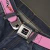 Belt Seatbelt Buckle C6 Logo Repeat Pink Black 32 to 52 Inches view 2