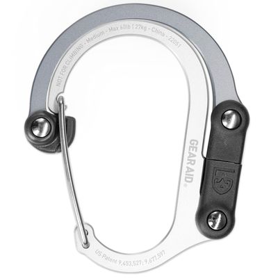 GEAR AID HEROCLIP Carabiner Clip and Hook (Medium) for Camping, Backpack, and Garage, Shade of Gray