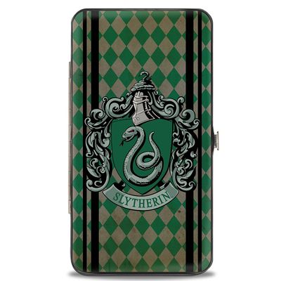 Buckle-Down womens Buckle-down Hinge - Slytherin Crest Stripes/Diamonds Greens/Black Wallet, Multicolor, 7 x 4 US
