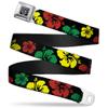 Buckle-Down Seatbelt Belt - Hibiscus C/U Black/Green/Yellow/Red - 1.0" Wide - 20-36 Inches in Length view 1