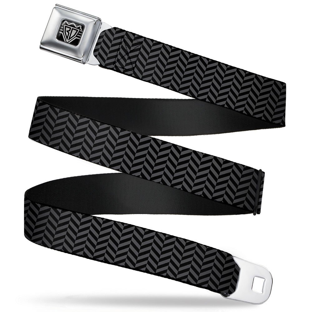 Buckle-Down Seatbelt Belt - Herringbone Black/Gray - 1.0" Wide - 20-36 Inches in Length