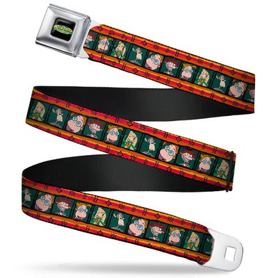 Buckle-Down Seatbelt Belt - Thorberry Kid's & Darwin Block Poses/Tribal Stripes Red/Orange/Green/Black - 1.0" Wide - 20-36 Inches in Length