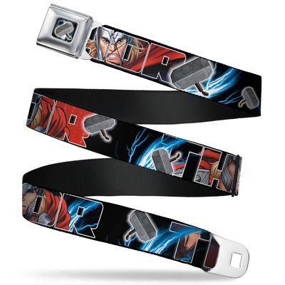 Buckle-Down Seatbelt Belt - THOR Poses/Hammer - 1.0" Wide - 20-36 Inches in Length