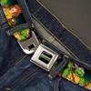 Buckle-Down Seatbelt Belt - Classic TMNT Logo2/Turtles & April Pose Halftone Multi Color/Black - 1.0" Wide - 20-36 Inches in Length view 2