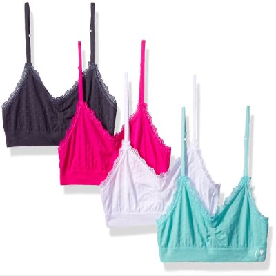 Candie's Girls' Big Seamless Bralette Multi Pack, Mint/White/Pink/Grey, M