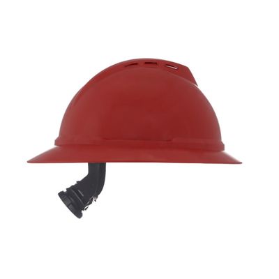 MSA 10167915 V-Gard 500 Full-Brim Hard Hat With Fas-Trac III Ratchet Suspension | Polyethylene Shell, Superior Impact Protection, Self Adjusting Crown Straps - Standard Size in Red